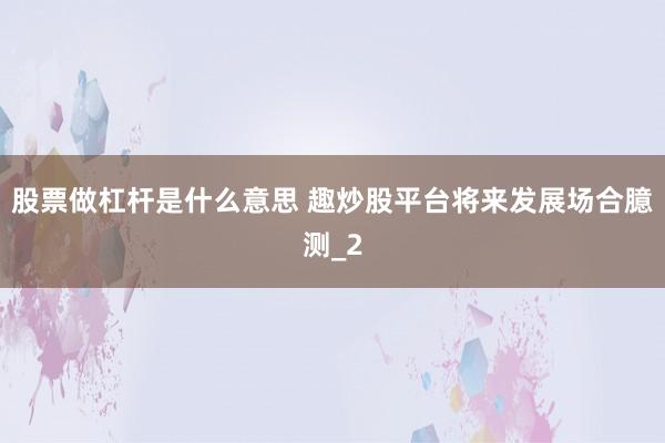股票做杠杆是什么意思 趣炒股平台将来发展场合臆测_2
